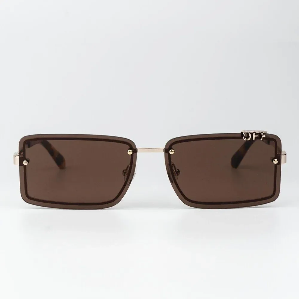 SALE!!! Off-White TAMPA Men Sunglasses Gold Brown Rectangular OERI13N TAMPA 7664